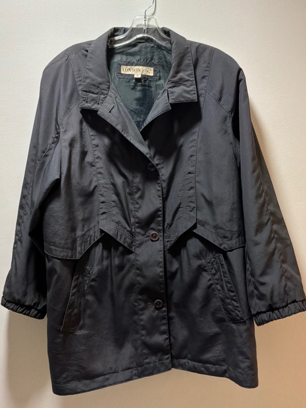 Vintage London Fog Charcoal Grey Lightweight Trench Rsin Jacket Coat Size L